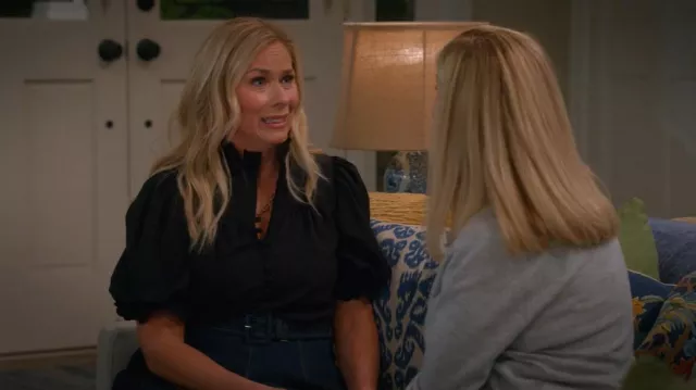 Cinq a Sept Zelda Denim Asymmetric Midi Skirt worn by Leanne (Leanne Morgan) as seen in Leanne (S01E16)