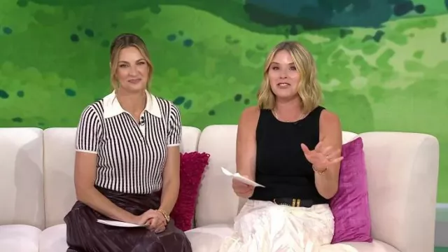 Frame The Cable Polo worn by Erin Andrews as seen in Today with Jenna & Friends on August 14, 2025