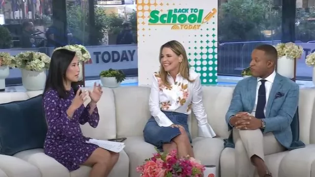 Vestido de línea A con cuello joya de Eliza J usado por Vicky Nguyen como se ve en Today el 15 de agosto de 2025