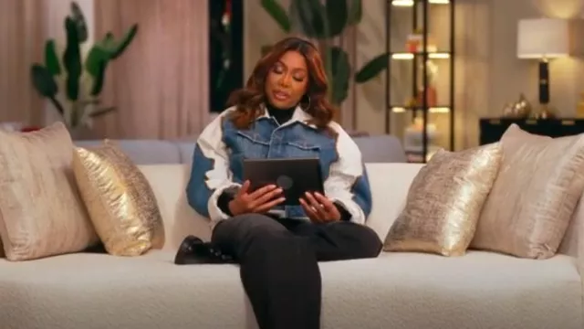 Jean Paul Gaultier Women Petit Grand Denim And Shearling Jacket In Blue worn by Tamar Braxton as seen in Caught in the Act: Double Life (S01E03)