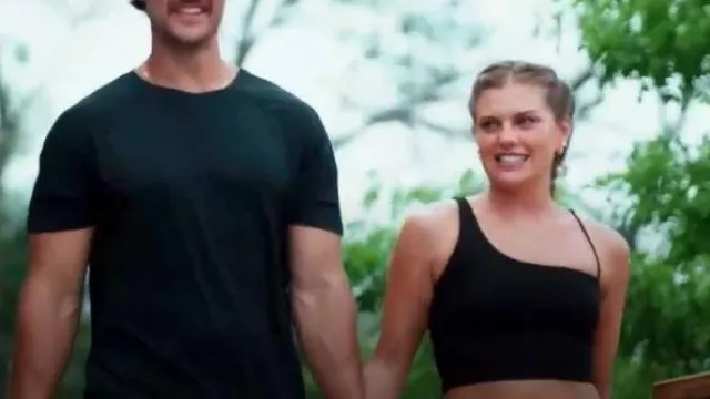 Forever 21 Solid One Shoulder Fitted Crop Top in Black worn by Jessica Edwards as seen in Bachelor in Paradise (S10E08)