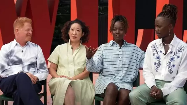Robe Nymane Stockholm portée par Sandra Oh comme on le voit dans Today le 19 août 2025