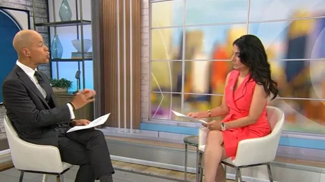 Black Halo Danica Sheath Dress worn by Celine Gounder as seen in CBS Mornings on August 20, 2025