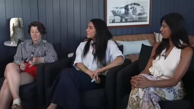 French Connection Alexis Cotton Angled-Yoke Shirt worn by Kristie D'ambrosio-correll as seen in Today on  August 21, 2025