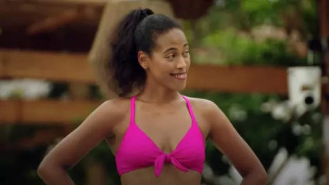Becca Pink Front-Tie Bikini Top worn by Sara as seen in Are You My First? (S01E06)