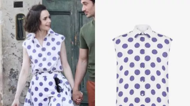 Polka Dots Top worn by Emily Cooper (Lily Collins) in Emily in Paris (S05)