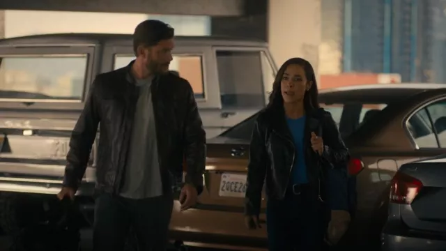 Blouson en cuir AllSaints Vela porté par Amber Oliveras (Jessica Camacho) comme on le voit dans Countdown (S01E03)