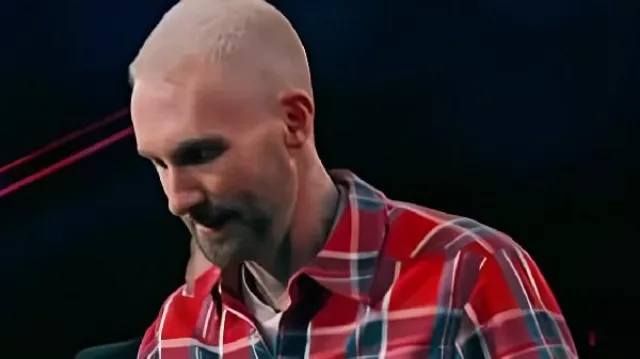 The Voice S27 Adam Levine Red Plaid Shirt worn by Adam Levine as seen in The Voice