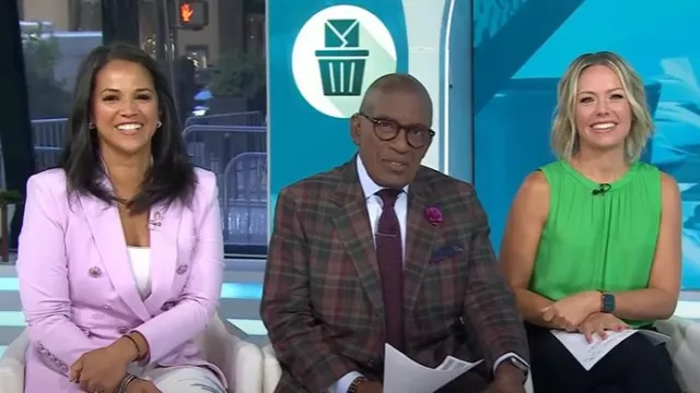 Top sin mangas con dobladillo de burbuja Loft en trébol fresco usado por Dylan Dreyer como se ve en Today el 26 de agosto de 2025