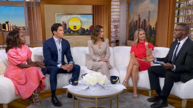 Scanlon Theodore Tailored Patch Pocket Jacket High Waist Pantsuit worn by Rebecca Jarvis as seen in Good Morning America on August 26, 2025