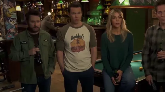 Retailer Of Awesomeness Charlie Day Jacket It's Always Sunny In Philadelphia TV Green Army Shirt Costume worn by Charlie Kelly (Charlie Day) as seen in It's Always Sunny in Philadelphia (S17E07)