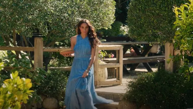 Ulla Johnson Freesia Gown in Slate Blue worn by Meghan Markle as seen in With Love, Meghan (S01E08)