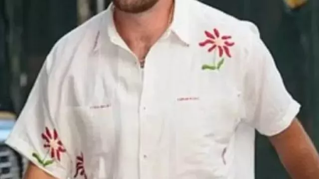 Travis Kelce Chemise ample brodée blanc cassé
