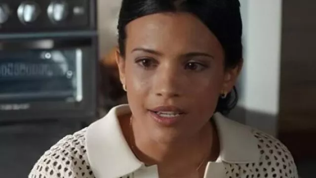 My Life With the Walter Boys White Crochet Polo Top worn by Jackie Howard (Nikki Rodriguez) as seen in My Life with the Walter Boys (S02E01)