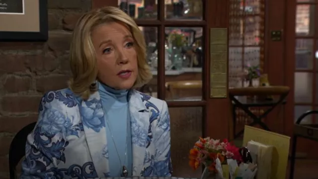 Alice + Olivia Breann Blazer in Scroll Symphony worn by  Nikki Reed Newman(Melody Thomas Scott) as seen in The Young and the Restless on August 27, 2025