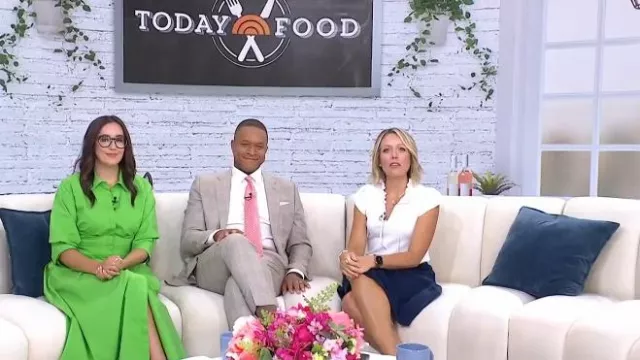 Simkhai Jazz Pintuck Midi Dress worn by Savannah Guthrie as seen in Today on September 1, 2025