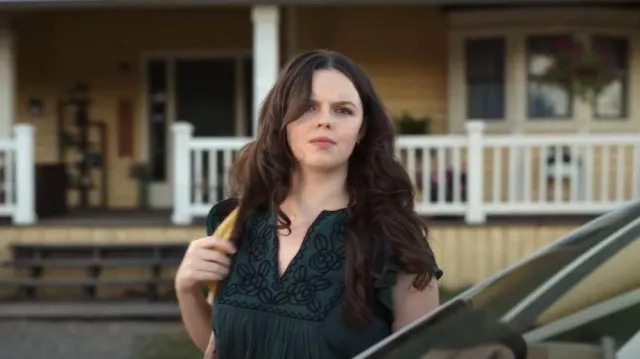 Gap Crinkle Gauze Embroidered Cropped Shirt worn by Grace (Ellie O'Brien) as seen in My Life with the Walter Boys (S02E03)