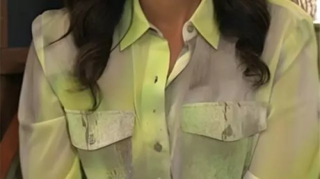 Lime Green Printed Shirt worn by Amanda Sinclair (Mishael Morgan) in TV Series The Young And The Restless 2025