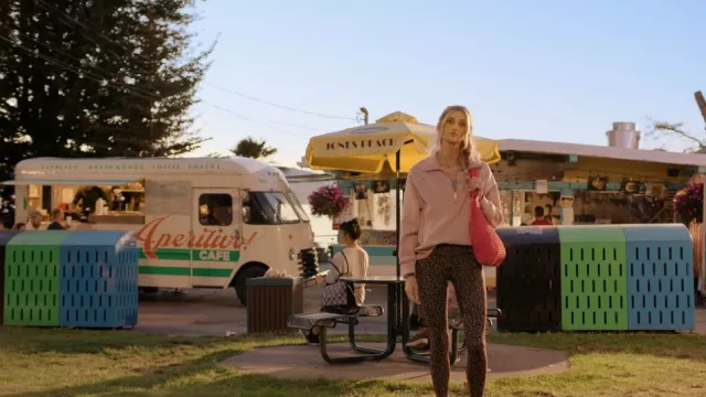 Athleta Brown Printed Leggings worn by Ingrid Bannerman (Allegra Rose Edwards) as seen in Upload (S04E03)