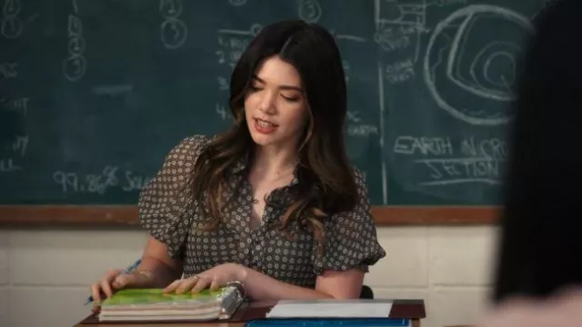 Anthropologie Puff Sleeve Ruched Mesh Midi Shirt Dress worn by Erin (Alisha Newton) as seen in My Life with the Walter Boys (S02E09)