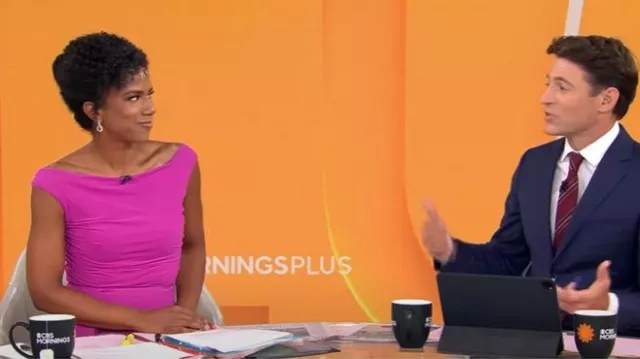 Chiara Boni La Petite Robe Cassie Vestido usado por Adriana Díaz como se ve en CBS Mornings el 2 de septiembre de 2025