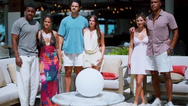 That's So Fetch Cleo Plunge Cowl Neck Mini Dress in Yellow worn by That's So Fetch as seen in Bachelor in Paradise (S10E10)