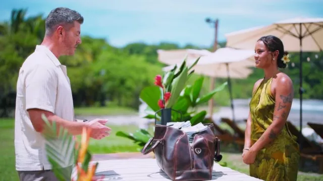 Tiger Mist Monroe Dress in Green worn by Alexe Godin as seen in Bachelor in Paradise (S10E10)