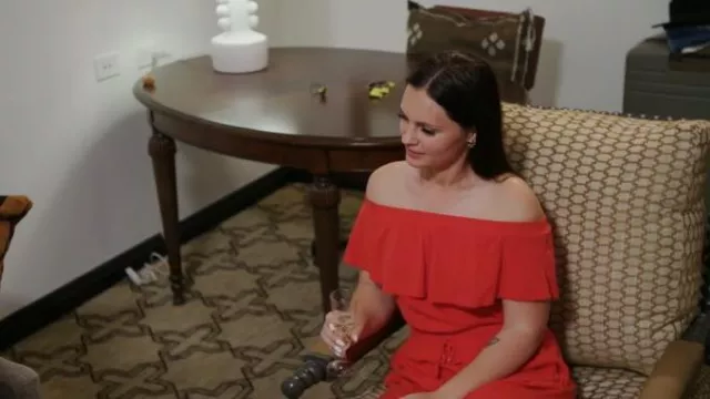 Vestido asimétrico con hombros descubiertos y dobladillo alto y abertura alta de Shein Raffinéa usado por Julia como se ve en 90 Day: The Last Resort (S02E12)