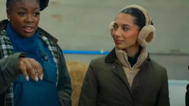 New Look Camel Faux Shearling Earmuffs worn by Hatsah as seen in The Inheritance (S01E02)