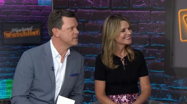 Nili Lotan Wells Lace Up Sweater worn by Savannah Guthrie as seen in Today  with Jenna & Friends on September 5, 2025