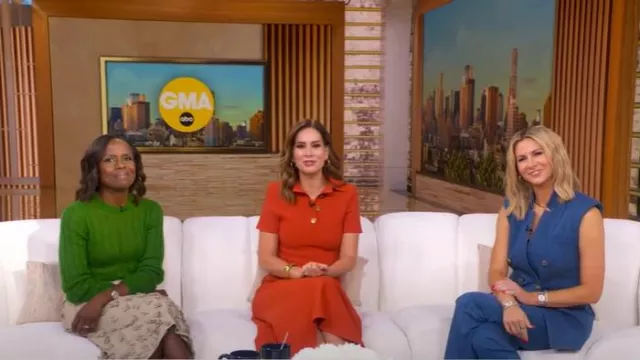 Gilet en coton extensible Veronica Beard Amika porté par Laura Rutledge comme on le voit dans Good Morning America le 5 septembre 2025