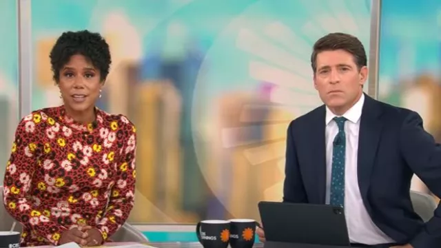 El vestido largo con estampado floral de Kooples usado por Adriana Díaz como se ve en CBS Mornings el 5 de septiembre de 2025