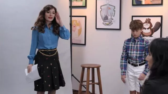 Alexander Mcqueen Black Butterfly Print Skirt worn by Esmeralda Grand (Sabrina Impacciatore) as seen in The Paper (S01E08)