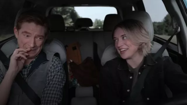 Zara Black Denim Oversized Patch Pocket Jacket Shacket worn by Mare Pritti (Chelsea Frei) as seen in The Paper (S01E09)