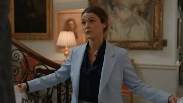 Stella McCartney Wool Flannel Blazer worn by Ambassador Kate Wyler (Keri Russell) as seen in The Diplomat (S02E06)