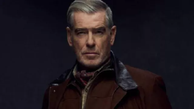 MobLand 2025 Pierce Brosnan Brown Jacket worn by Conrad Harrigan (Pierce Brosnan) as seen in MobLand (S01)