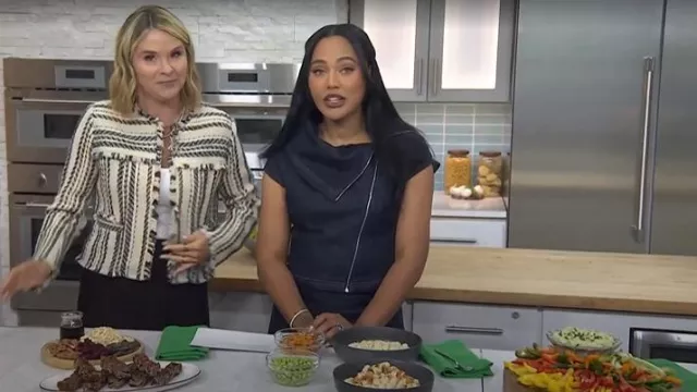 Jacquemus Pasante de-Nîmes Denim Top worn by Ayesha Curry as seen in Today with Jenna & Friends on September 10, 2025
