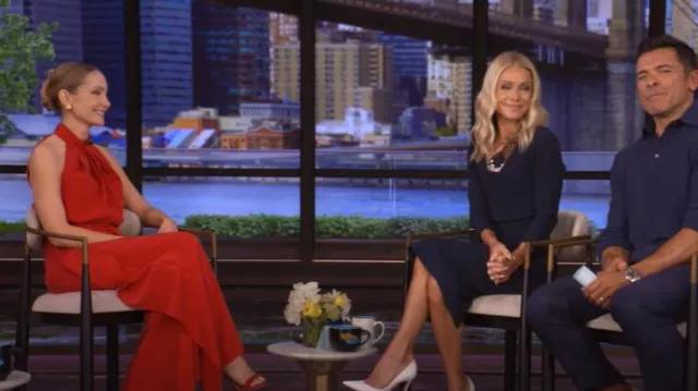 Silvia Tcherassi Shela Sleeveless Blouse worn by Joanne Froggatt as seen in LIVE with Kelly and Mark on September 10, 2025