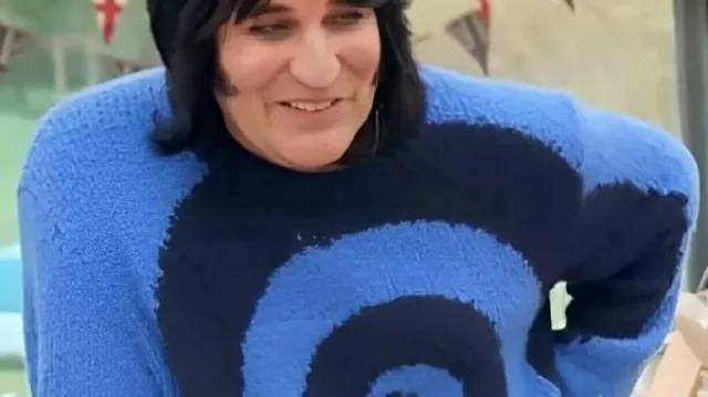 Great British Bake Off S16 Noel Fielding Twister Knit Sweater worn by Noel Fielding in The Great British Bake Off