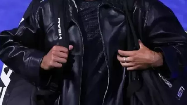 Blouson en cuir noir porté par Lorenzo Musetti 2025 US Open