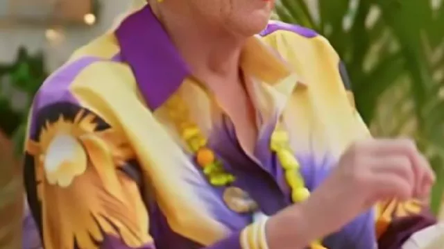Yellow & Purple Print Blouse Prue Leith in The Great British Bake Off (S08) Self - Judge (Prue Leith) The Great British Bake Off (S08E00)