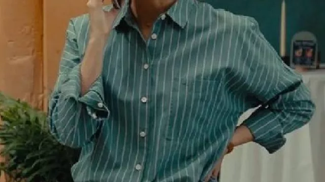 Chemise à rayures vertes portée par Sylvia (Rose Byrne) dans Platonic (S02)
