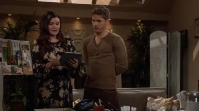John Varvatos Christie Henley en châtaigne porté par Will Spencer (Crew Morrow) comme on le voit dans The Bold and the Beautiful le 8 septembre 2025