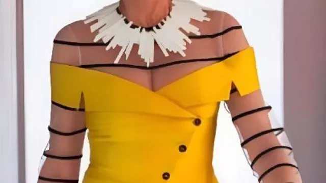 Yellow Off Shoulder Sleeveless Jacket worn by Lisa Todd Wexley (Nicole Ari Parker) in TV Series And Just Like That S03
