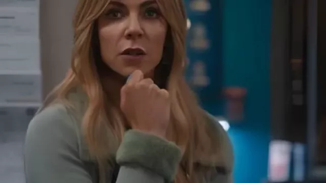 High Potential S02 Kaitlin Olson Fur Trim Cardigan worn by Morgan Gillory (Kaitlin Olson) in High Potential (S02)