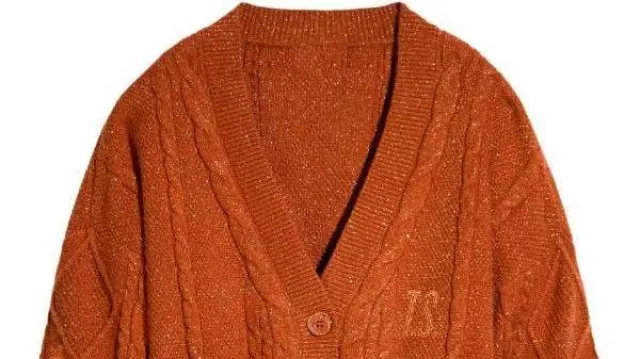 The Life Of A Showgirl Orange Cardigan | Spotern