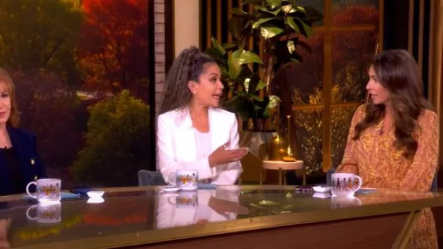 Cinq à Sept Rivie Charmante mini-robe à manches longues Paisley portée par Alyssa Farah Griffin, comme on le voit dans The View le 17 septembre 2025