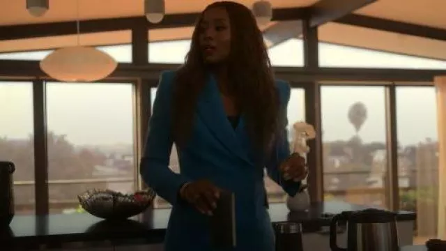 Sergio Hudson Double Breasted Wool Crepe Blazer Jacket worn by Jax Stewart (Emayatzy Corinealdi) as seen in Reasonable Doubt (S03E01)