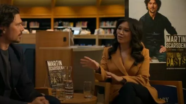 Zara Camel Double Breasted Long Coat worn by Interviewer as seen in Scrublands (S02E01)