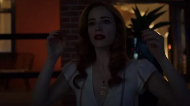 Reformation Striped Linen Wrap Dress worn by Patience Lucero (Jaime Ray Newman) as seen in Midnight, Texas (S02E07)